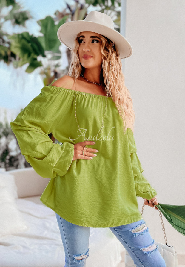 Oversize-Bluse mit Rüschen Marinela Limette