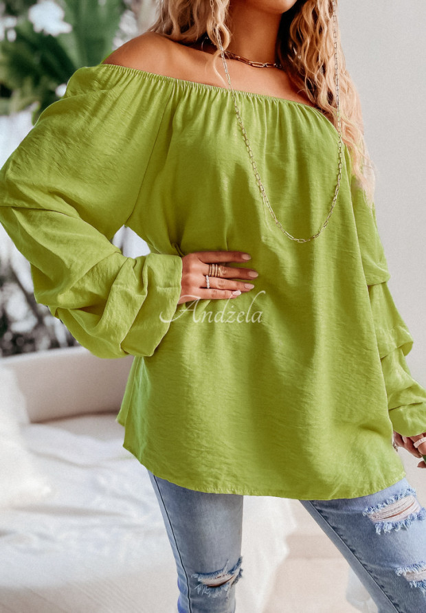 Oversize-Bluse mit Rüschen Marinela Limette