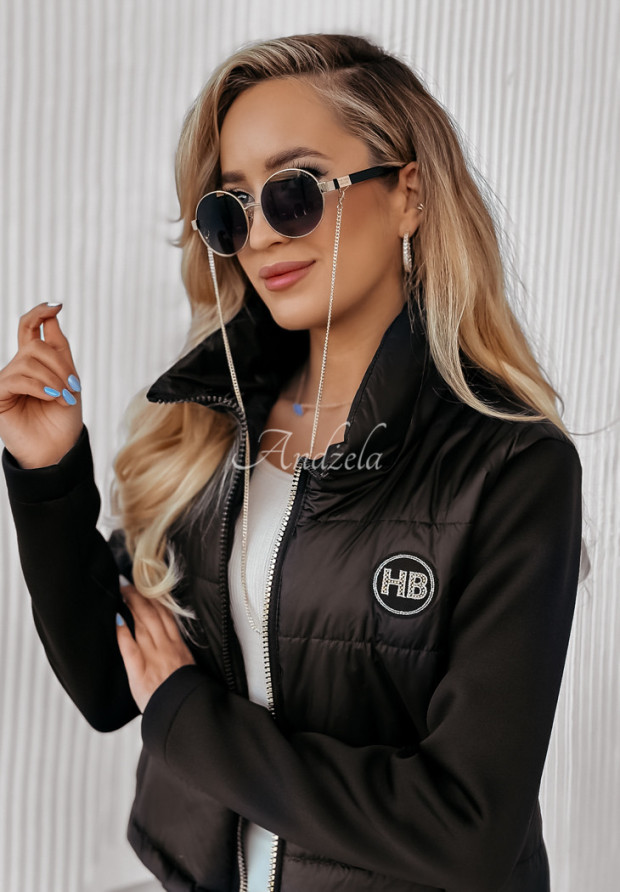 Gesteppte Jacke mit Stoffärmeln Aldis Schwarz