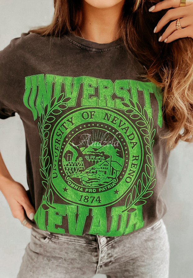 T-Shirt mit Print University Nevada grau-grün