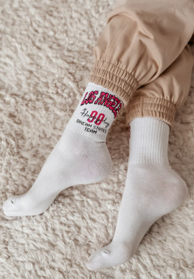 Lange Socken Los Angeles weiß-rosa