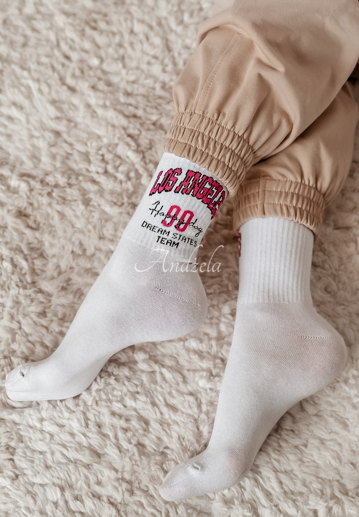 Los Angeles long socks white and pink