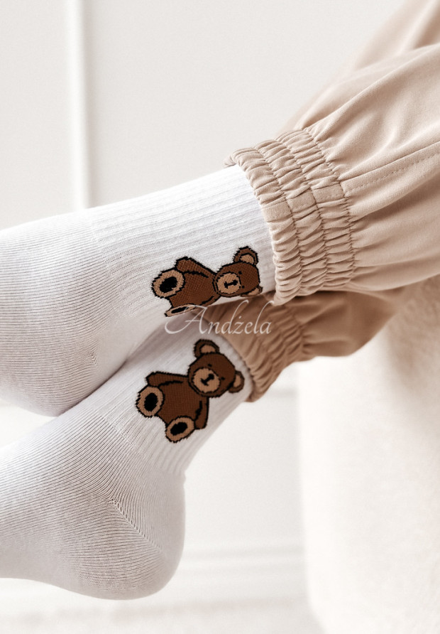 Socken mit einem Teddybär Little Bear Weiß