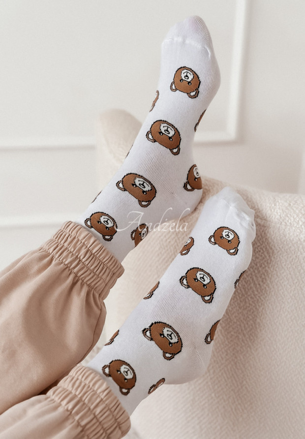 Lange Socken mit Teddybären Bears weiß
