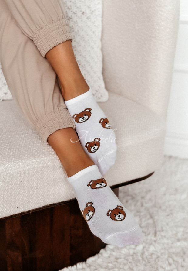 Kurze Socken mit Teddy-Muster Weiß