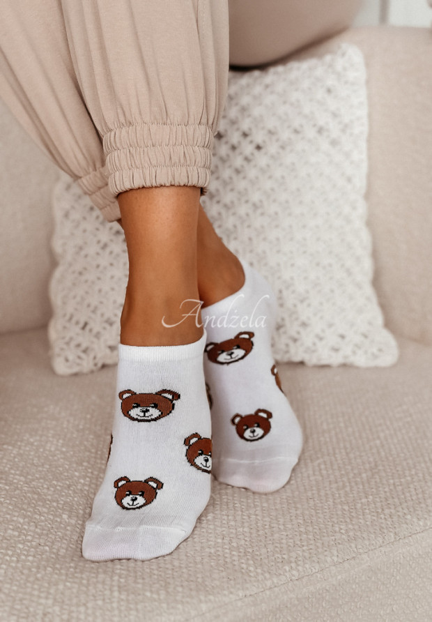 Kurze Socken mit Teddy-Muster Weiß