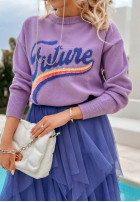 Pullover oversize z napisem Future Fuchsia
