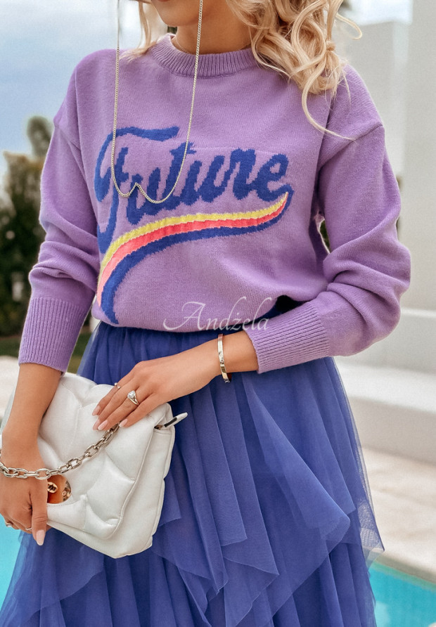 Oversize Pullover mit Aufschrift Future Fuchsia