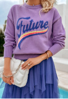 Pullover oversize z napisem Future Fuchsia