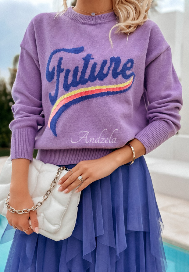 Oversize Pullover mit Aufschrift Future Fuchsia