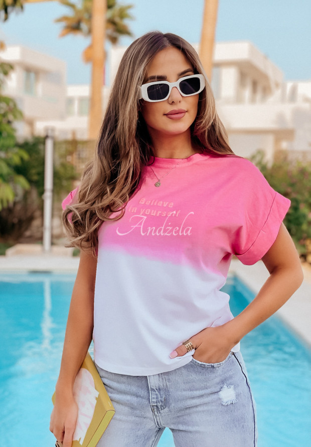 T-Shirt mit Ombre-Effekt Believe In Yourself Rosa