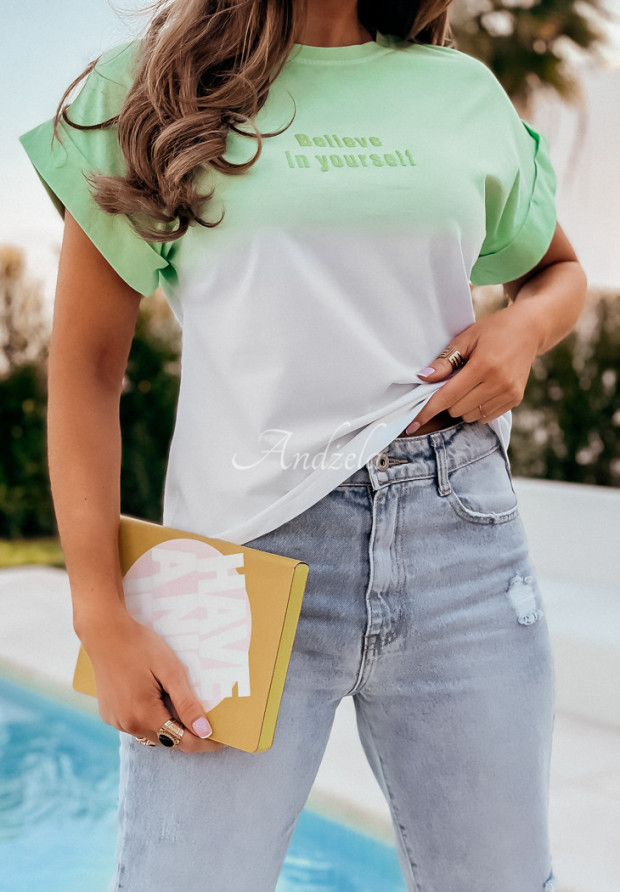 T-Shirt mit Ombre-Effekt Believe In Yourself Grün