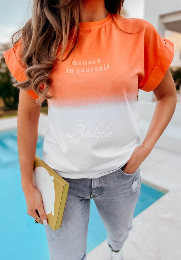 T-Shirt mit Ombre-Effekt Believe In Yourself  Orange
