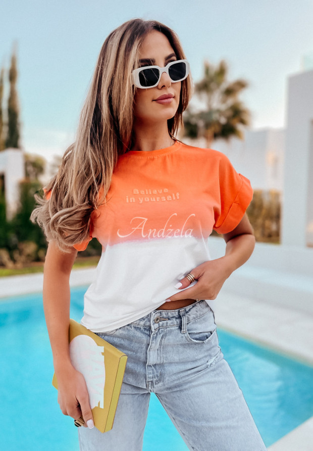 T-Shirt mit Ombre-Effekt Believe In Yourself  Orange
