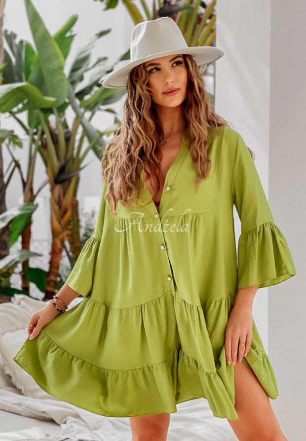 Oversize-Kleid mit Rüschen Kehlani Grün