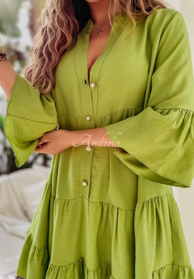 Oversize-Kleid mit Rüschen Kehlani Grün