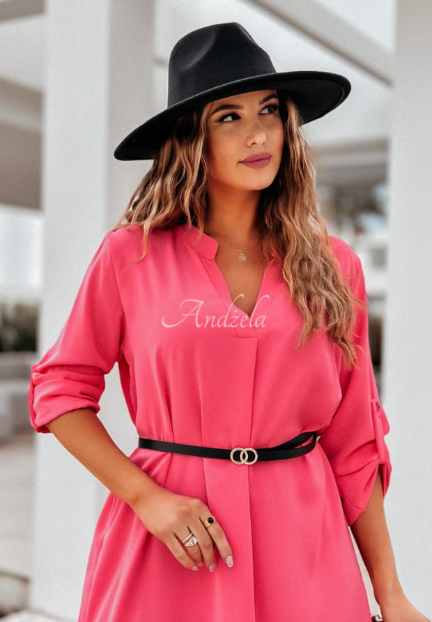 Oversize-Kleid mit Gürtel Wish You Well Neon Rosa