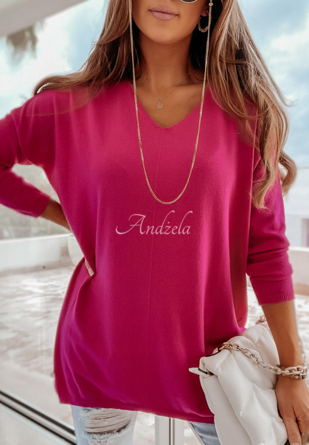 Asymmetrischer Oversize-Pullover mit Cut-Out Rinaldo Neon Rosa