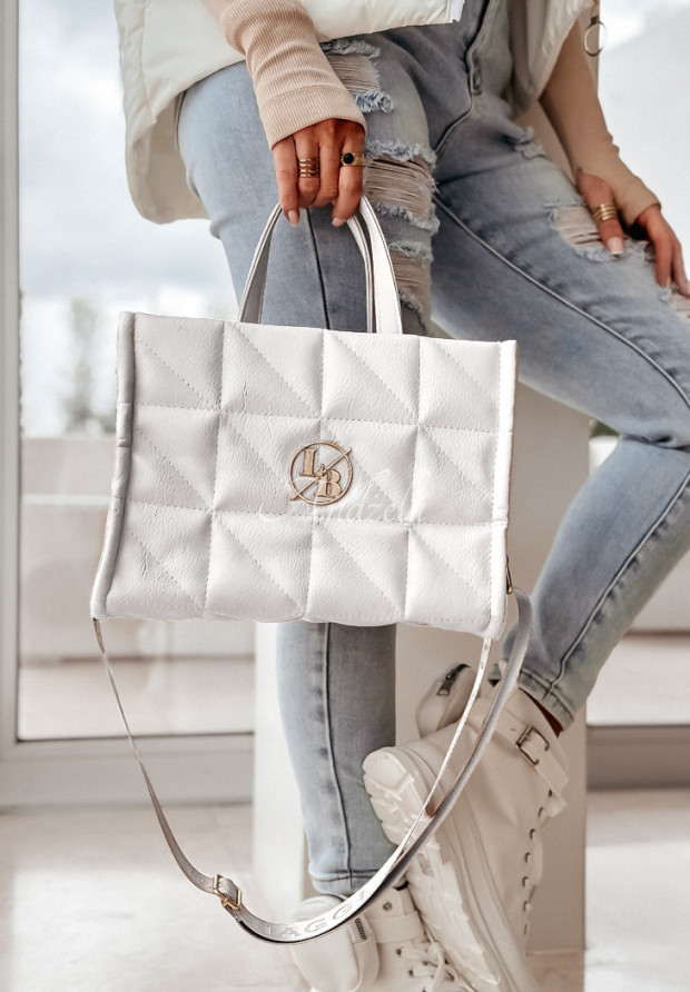 Gesteppte Tasche Forget This Weiß