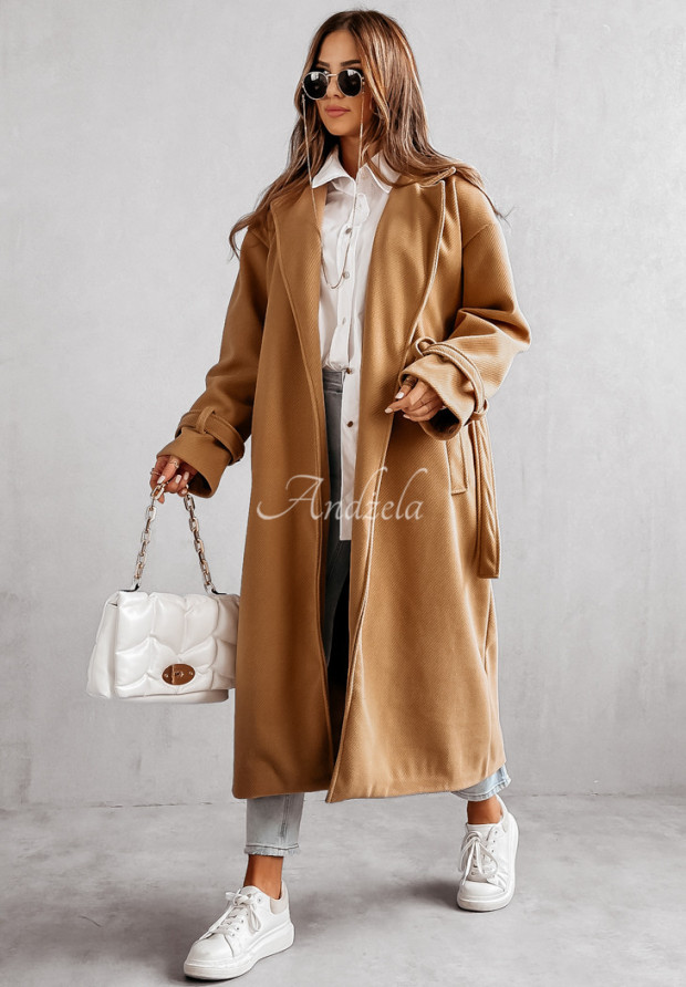Langer Mantel mit Gürtel Look Around Camel