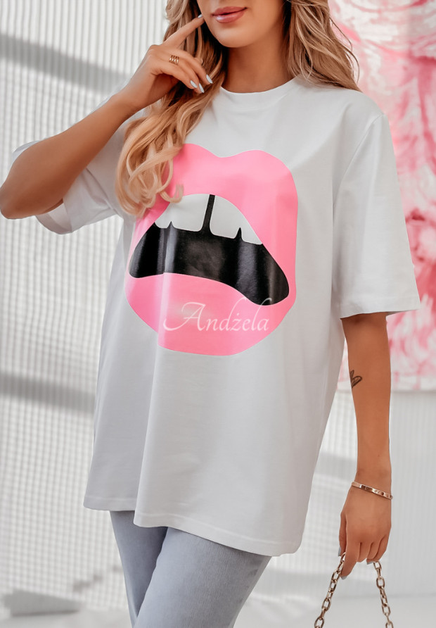 T-Shirt mit Print Full Lips Weiß