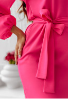 Dress z bufkami i paskiem Crazy About You in neon pink