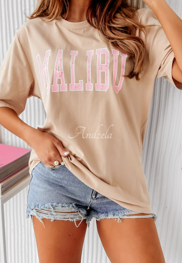 T-Shirt mit Aufdruck Malibu Beige