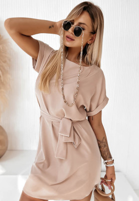 Trapezförmiges Kleid mit Gürtel Thinking Of You Nude