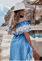 Kleid Kleid im spanischen Stil z koronką boho That Summer Blau