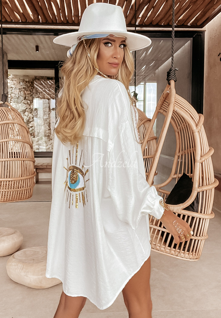 Shirt with decorative applique Eye See You ecru