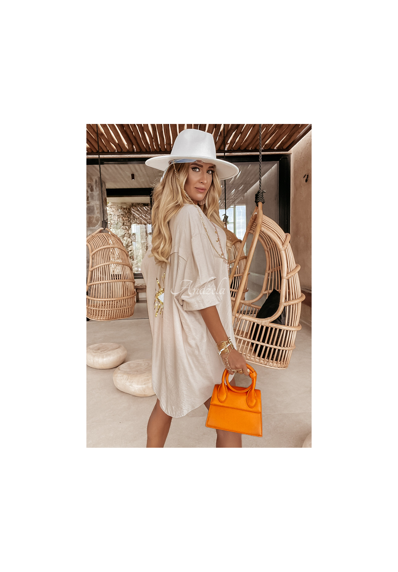 Hemd mit dekorativer Applikation Eye See You Beige