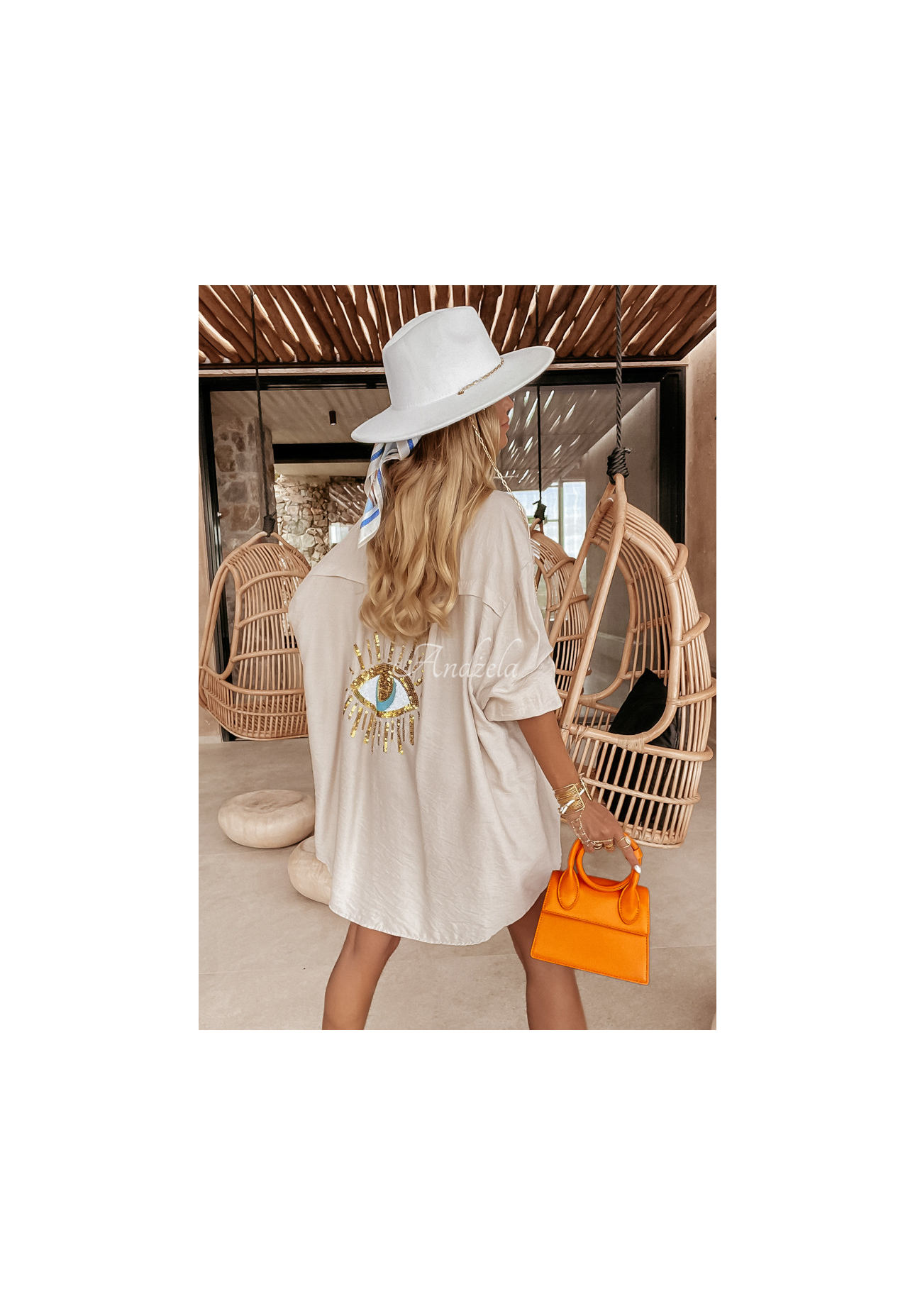 Hemd mit dekorativer Applikation Eye See You Beige