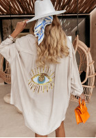 Muślinowa Shirt z ozdobną aplikacją Eye See You in beige