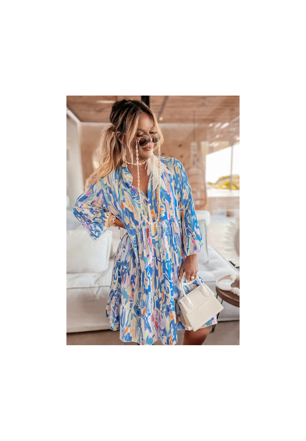 Gemustertes Kleid Magnala Flow Blau