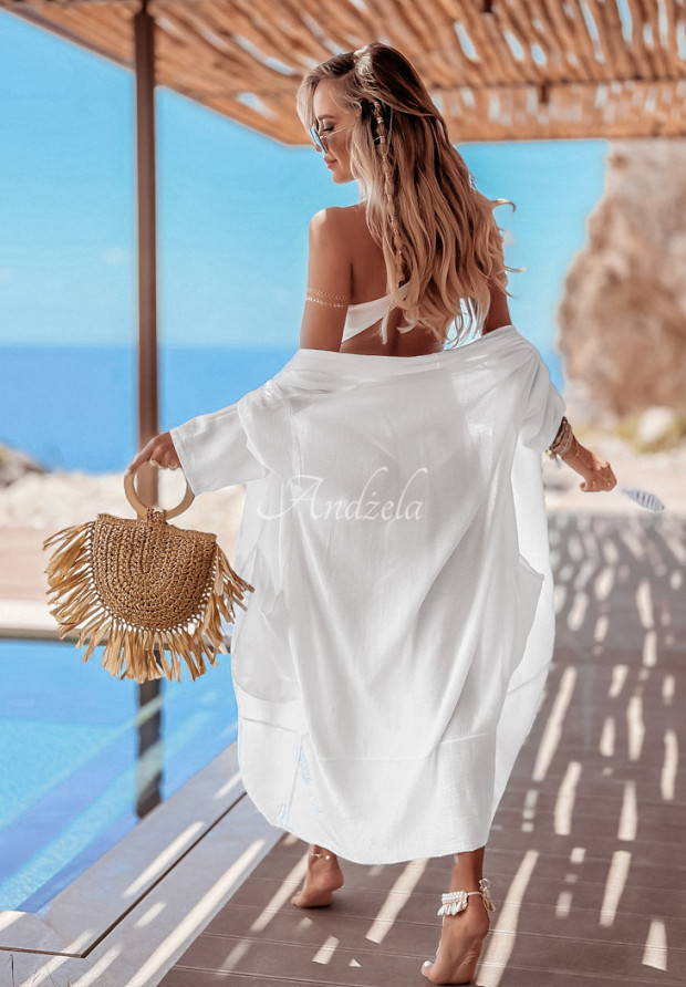 Strandumhang mit Taschen Simply Beautiful Weiß