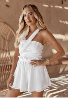 Bluse Kleid im spanischen Stil Beach Babe Weiß