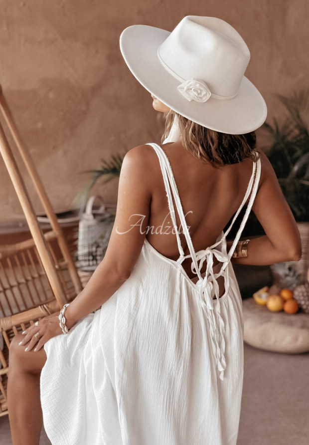 Musselin-Kleid mit Trägern maxi Aloha Beaches II Weiß