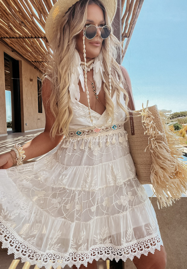 Boho Kleid aus Spitze Sicily Ecru