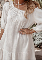 Muślinowa Kleid z falbankami Beach Party Ecru