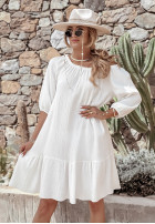 Muślinowa Kleid z falbankami Beach Party Ecru