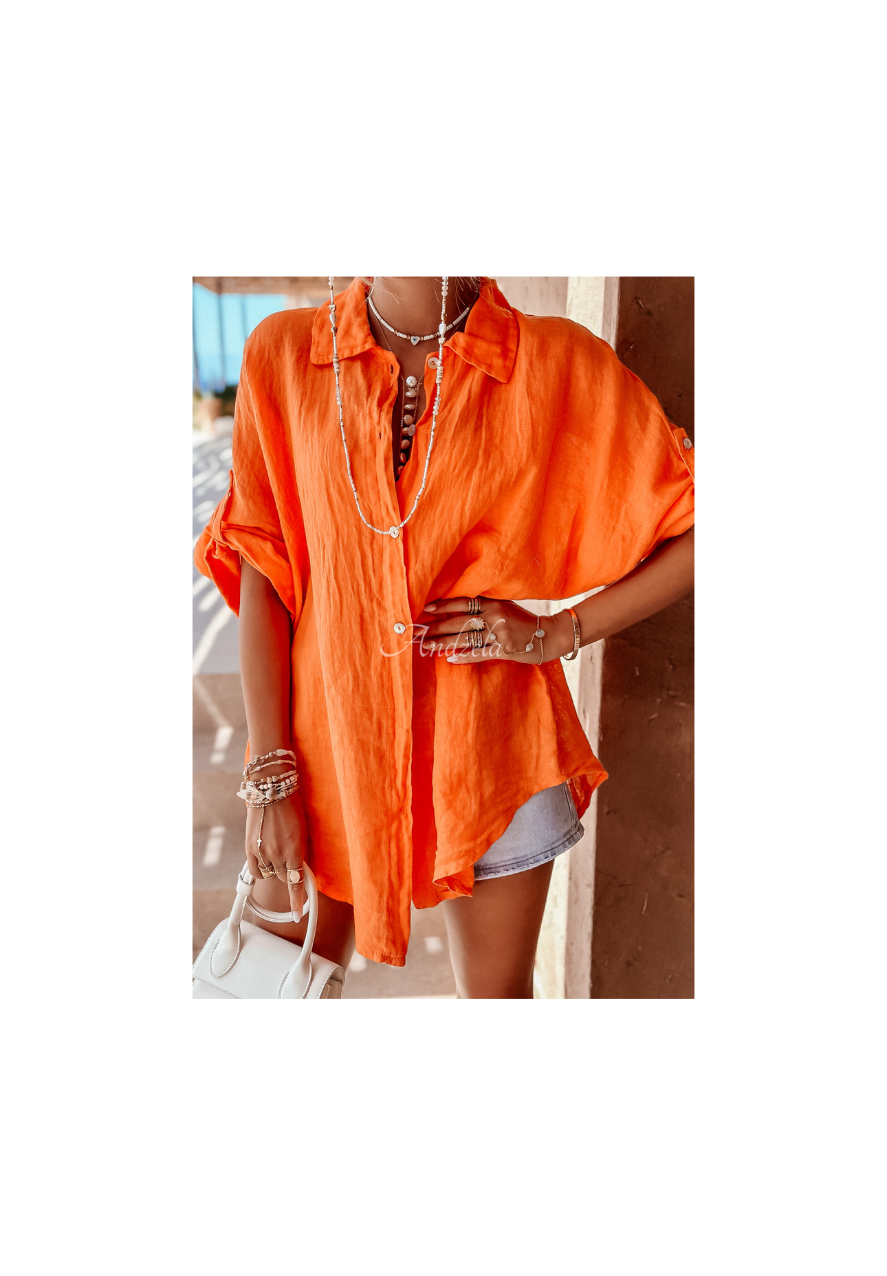 Leinenhemd Summery Essentials Orange