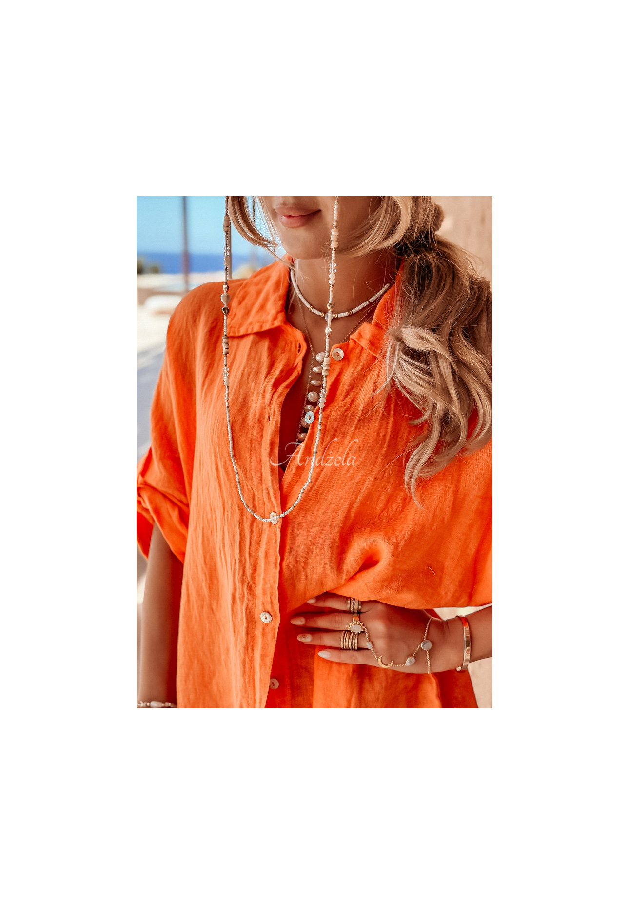 Leinenhemd Summery Essentials Orange