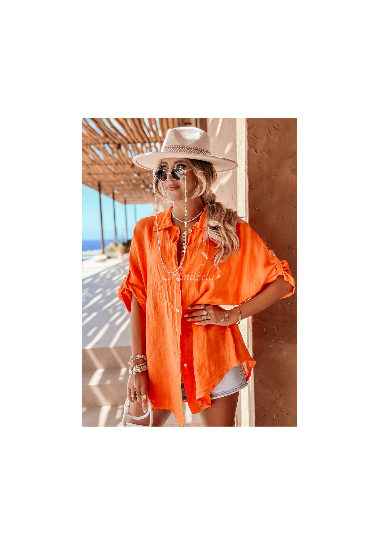 Leinenhemd Summery Essentials Orange