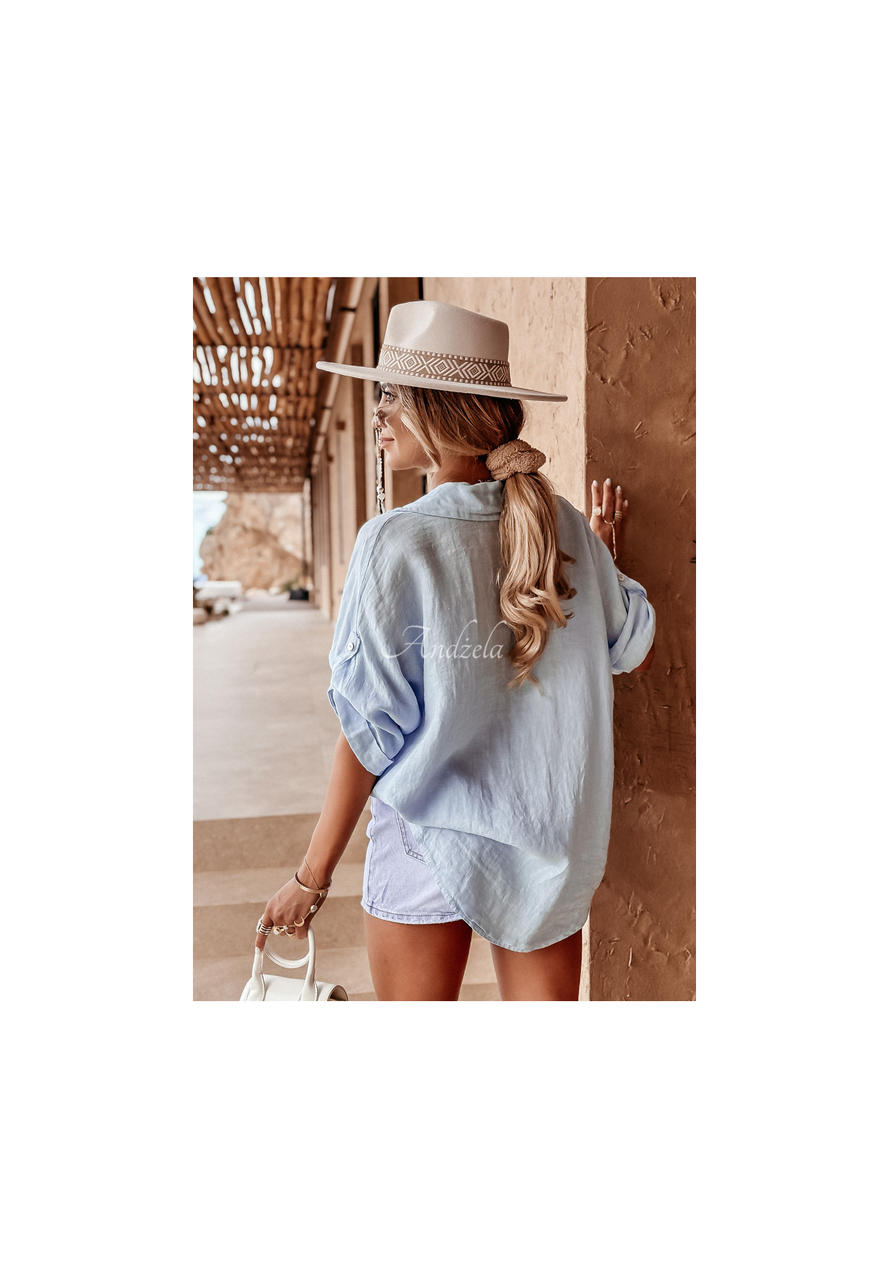 Leinenhemd Summery Essentials Himmelblau