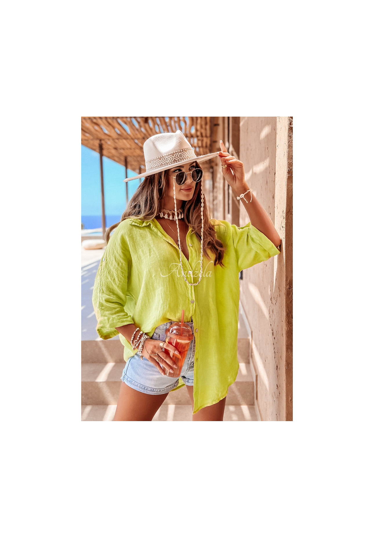 Leinenhemd Summery Essentials Limette