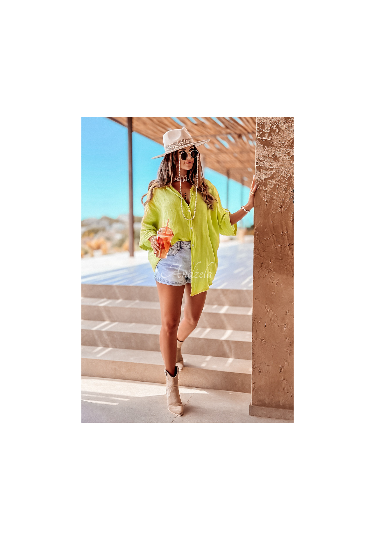 Leinenhemd Summery Essentials Limette