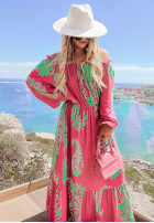 Wzorzysta Dress z falbankami Symphony in pink