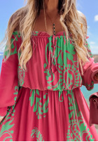 Wzorzysta Dress z falbankami Symphony in pink