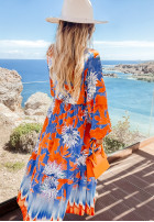 Wzorzysta Dress maxi Fantasy Island niebiesko-in orange