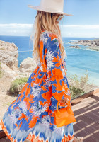 Wzorzysta Dress maxi Fantasy Island niebiesko-in orange